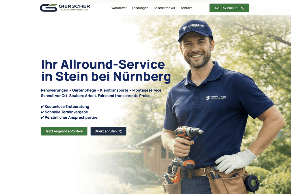 screenshot neuer Gierscher Webseite